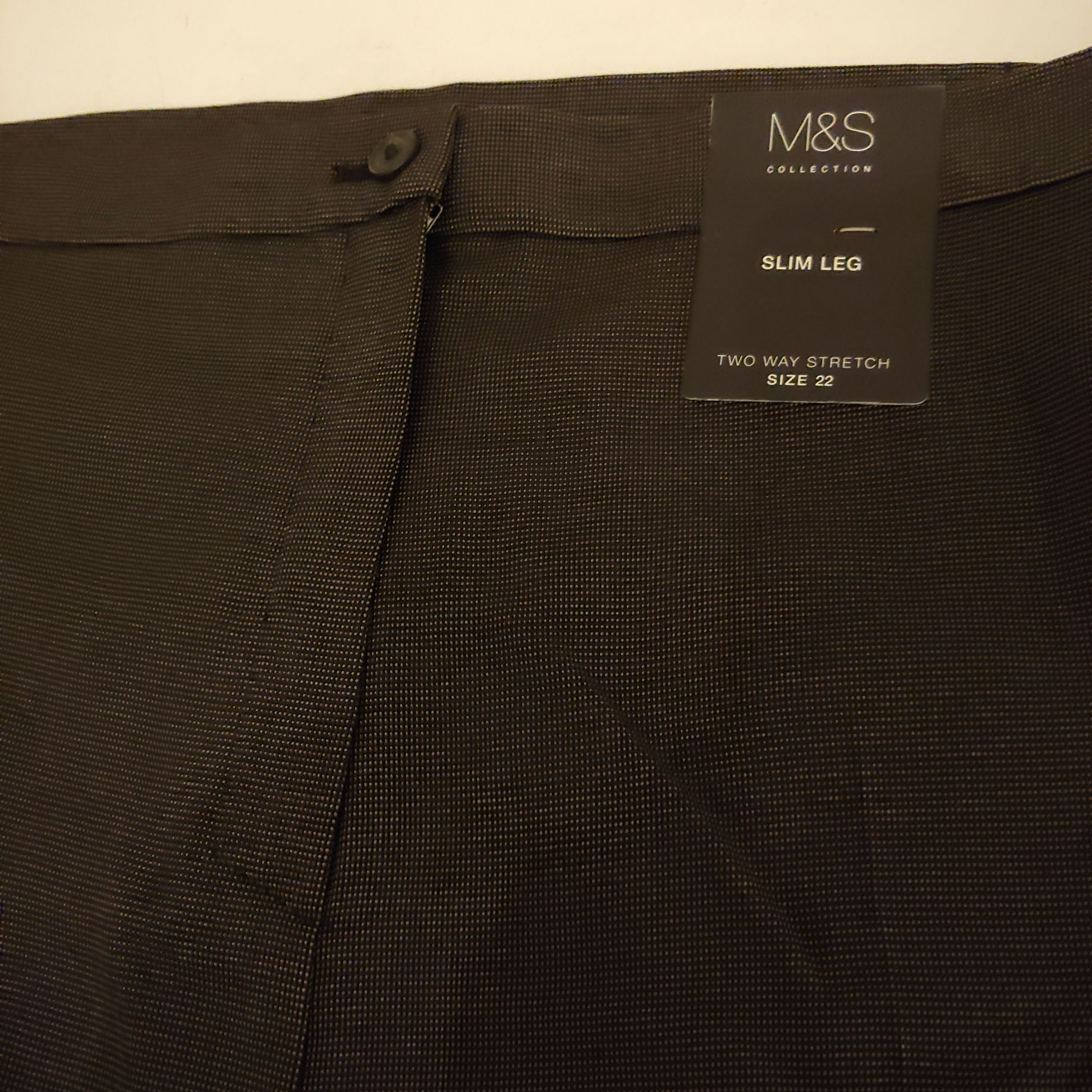Women's EX M&S Charcoal Zip Slim Leg with Strectch Trousers Size 22 Meduim