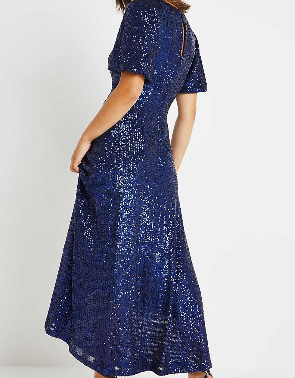 Thumbnail: Women's J Hope Navy Sequin Midi Dress UK Size 10 to16
