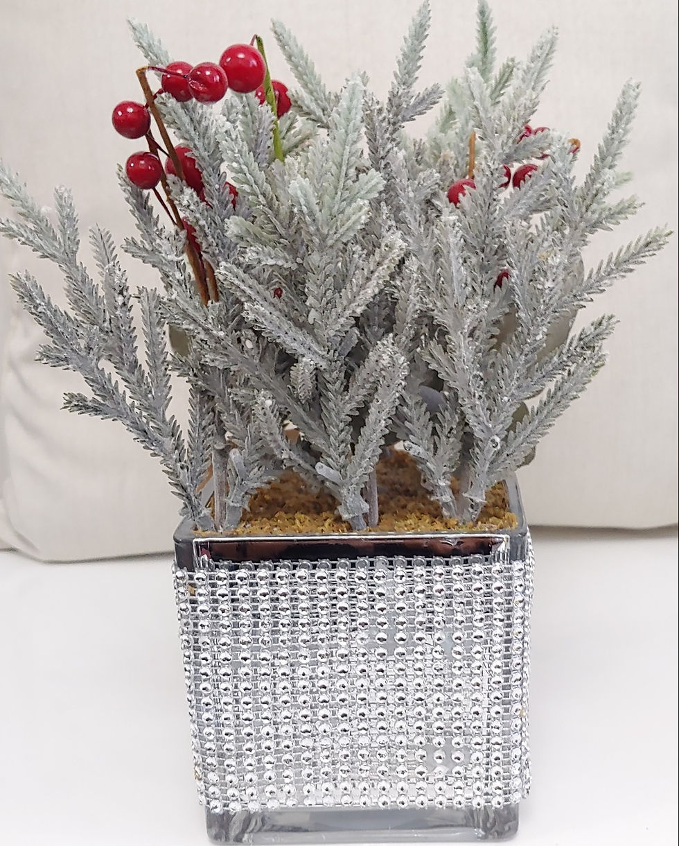Thumbnail: Chirstmas Centerpiece Festive Flower/SILVER Diamond Diamante Bling Sparkling Pot
