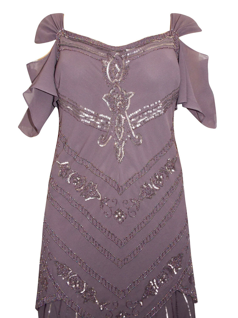 Thumbnail: Ladies/Women's Midnight Velvet Purple Embellished Evening Maxi Dress Size 6 - 28