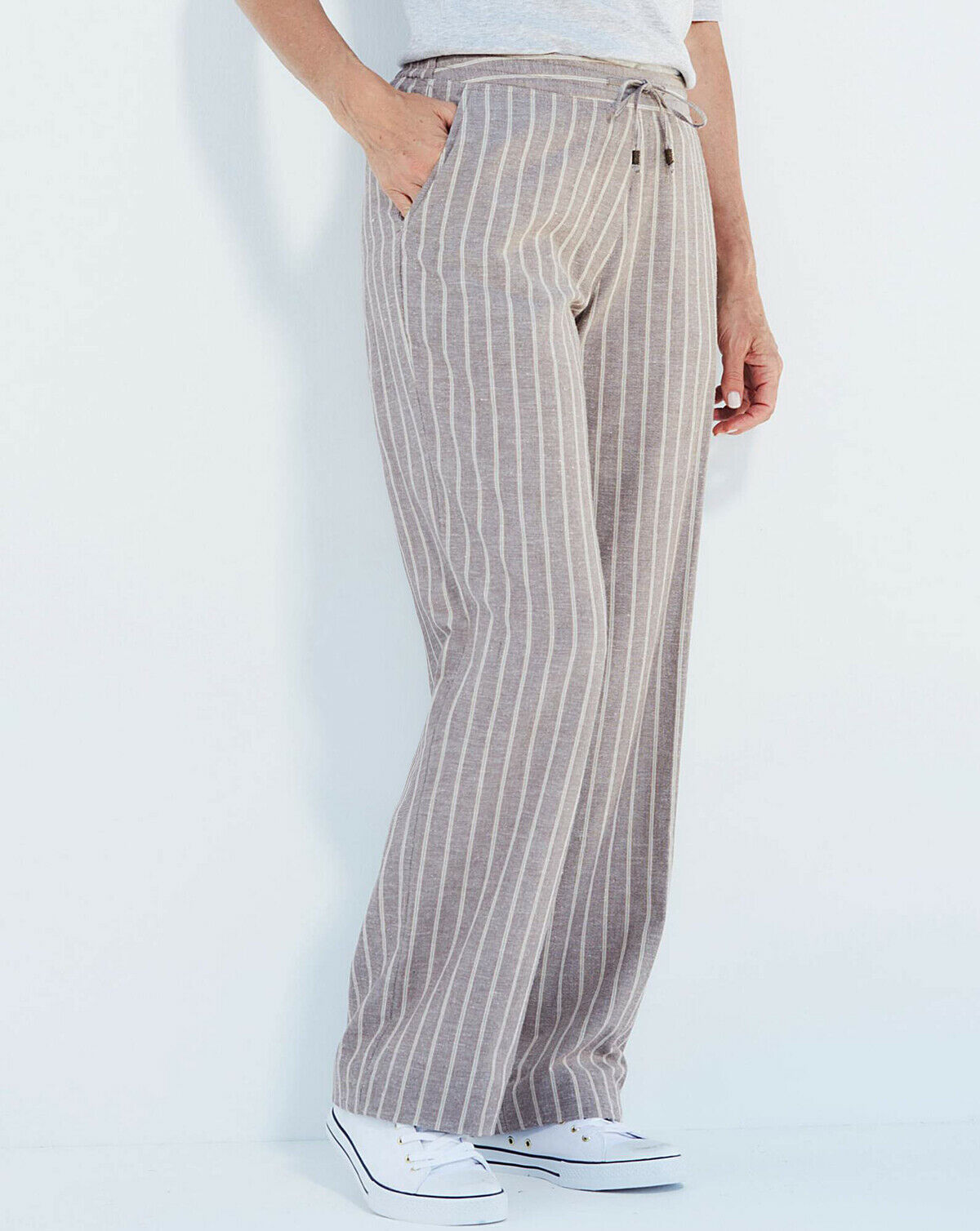 Capsule Ladies Trousers Striped Stone Pull-on