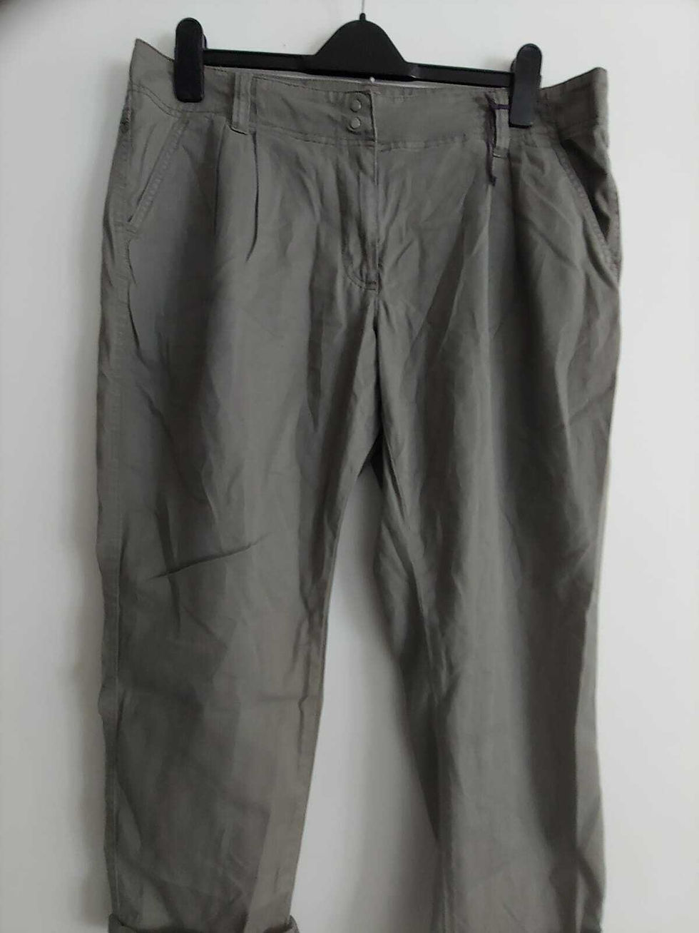 Thumbnail: Ladies/Women's EX M&S Grey Cotton Rich Indigo Roll Up Leg Trouser Size 16S