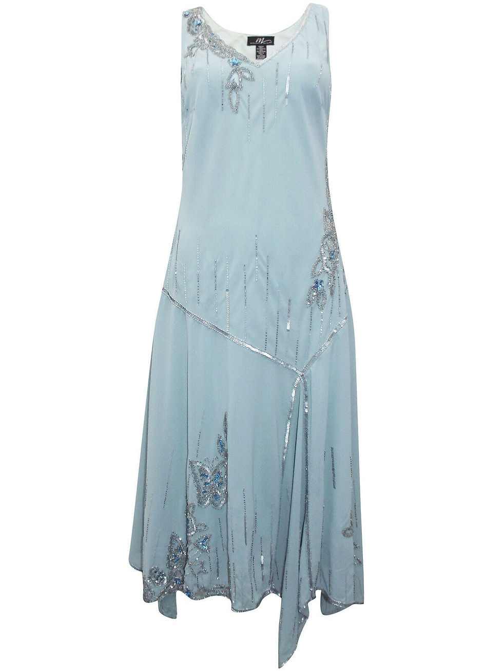 Ladies/Women's 2 PCS SET DUCK-EGG Sequin Embellished Midi Dress & Cover Size