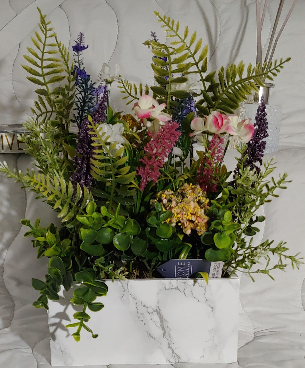 Thumbnail: Indoor Mixed Faux Plant in Pot wood Planter - 14.5 inches