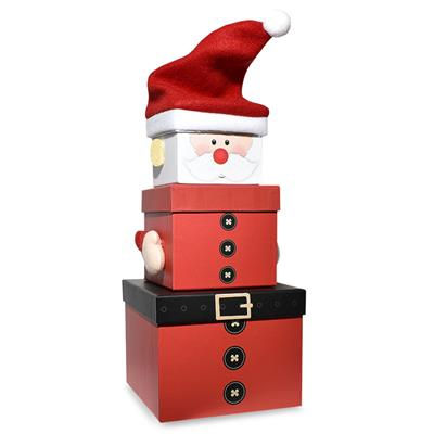 Stack Gift Boxes Set Of 3 Santa Design
