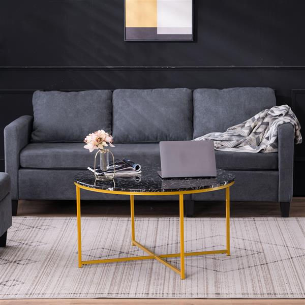 Thumbnail: Simple 90 Round Coffee Table Black Marble