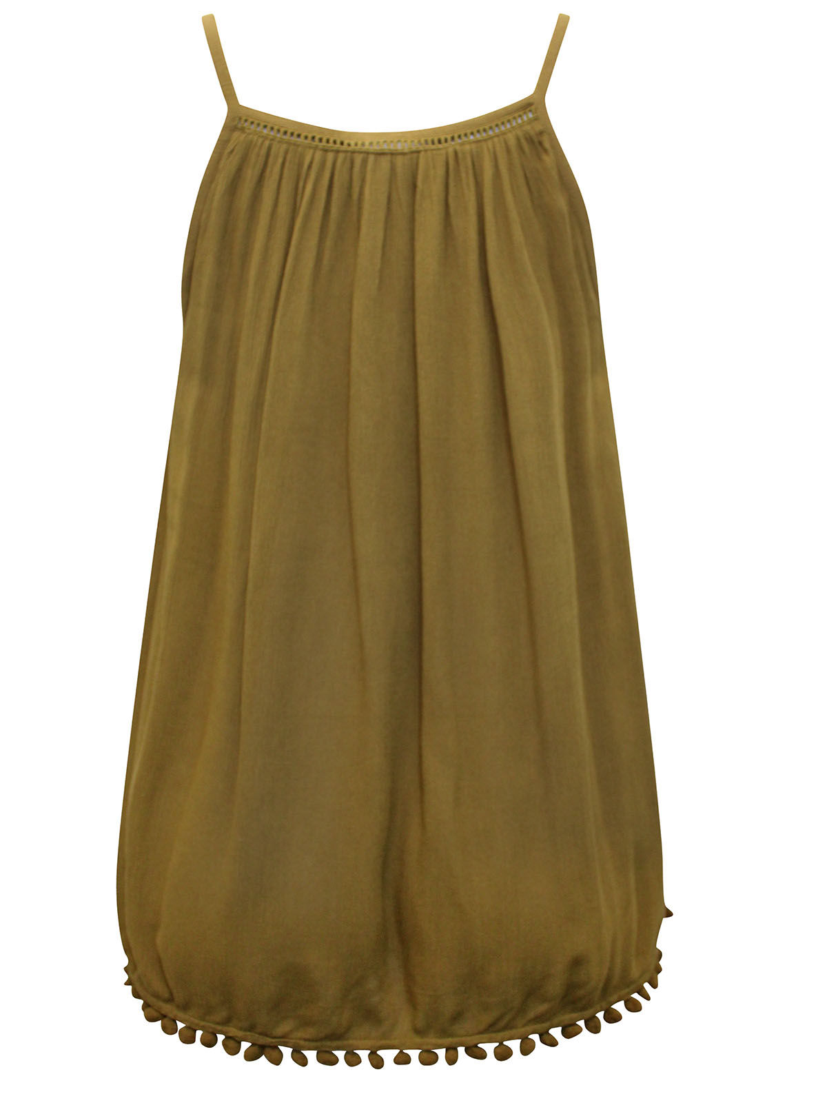Brown Ladder Trim Pom Pom Trim Cami Top uK Size 8 to 22