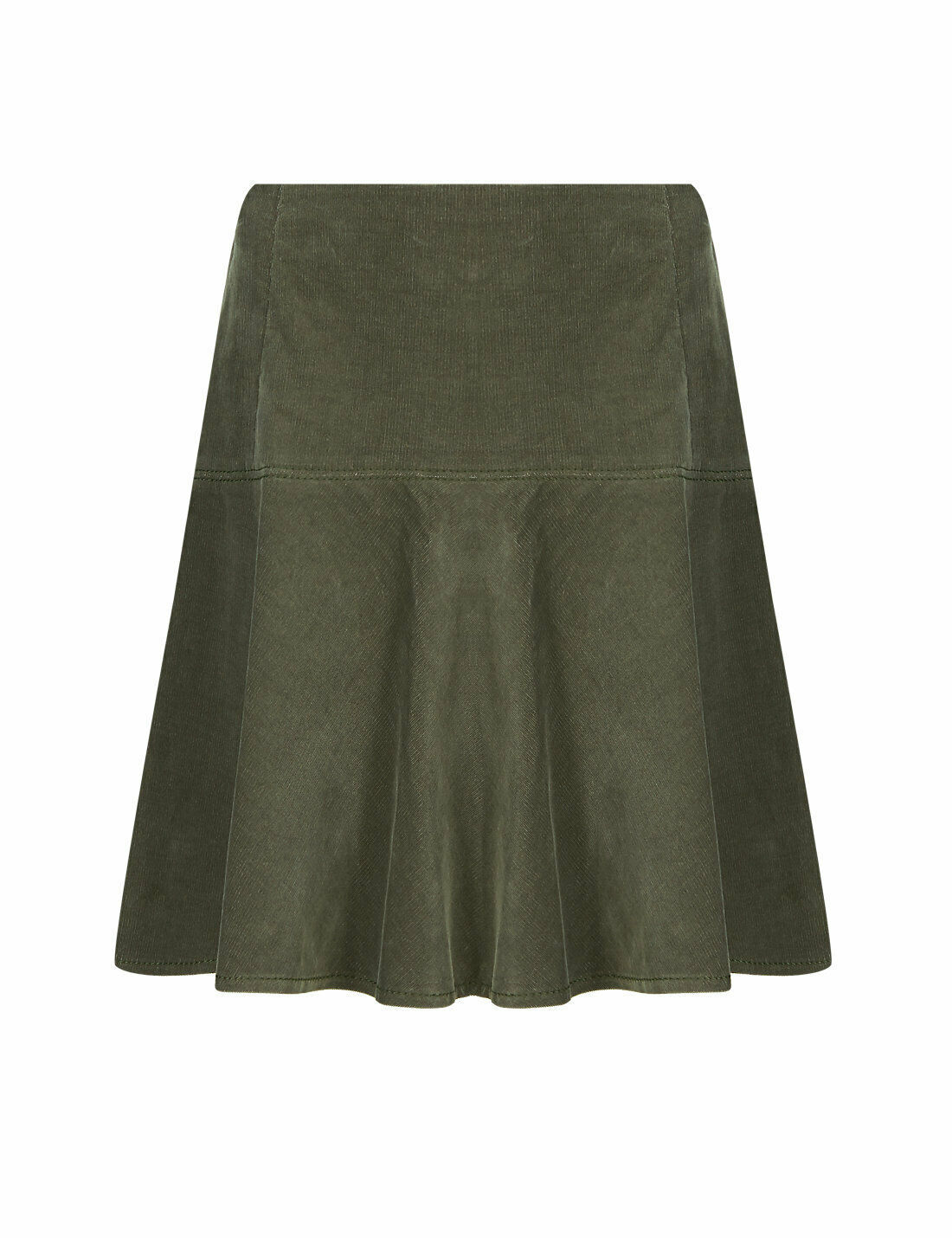 Ladies/Women's NEW EX M&S KHAKI Pure Cotton Corduroy Mini flared Skirt Size 18