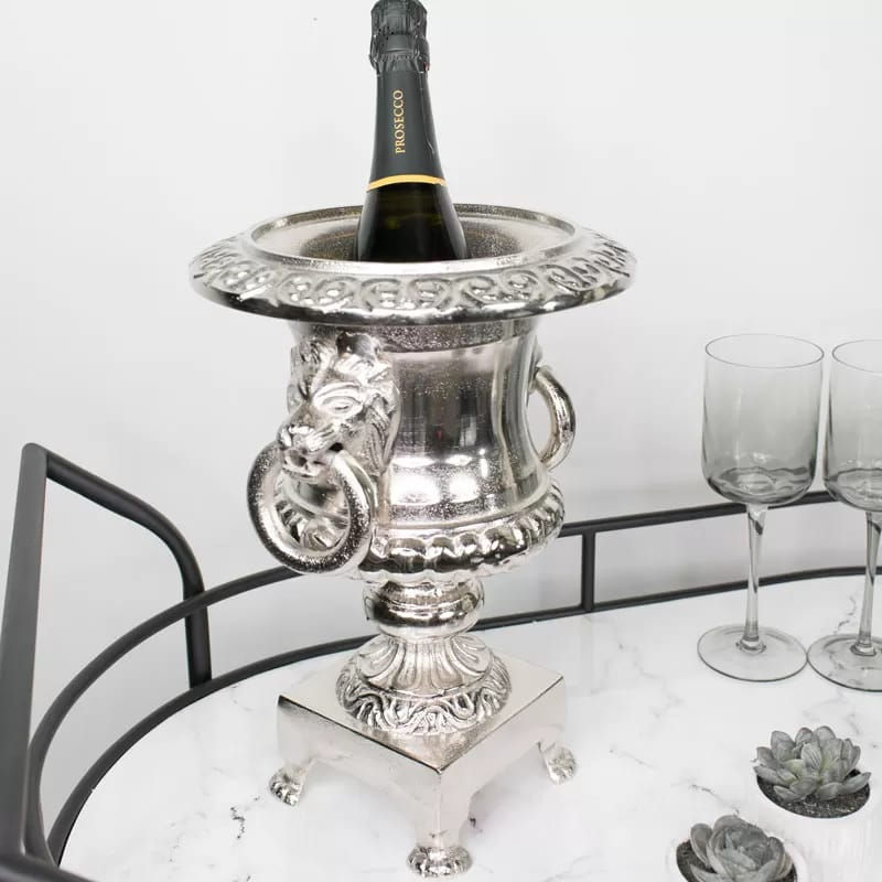 Small Silver Lion Head Planter