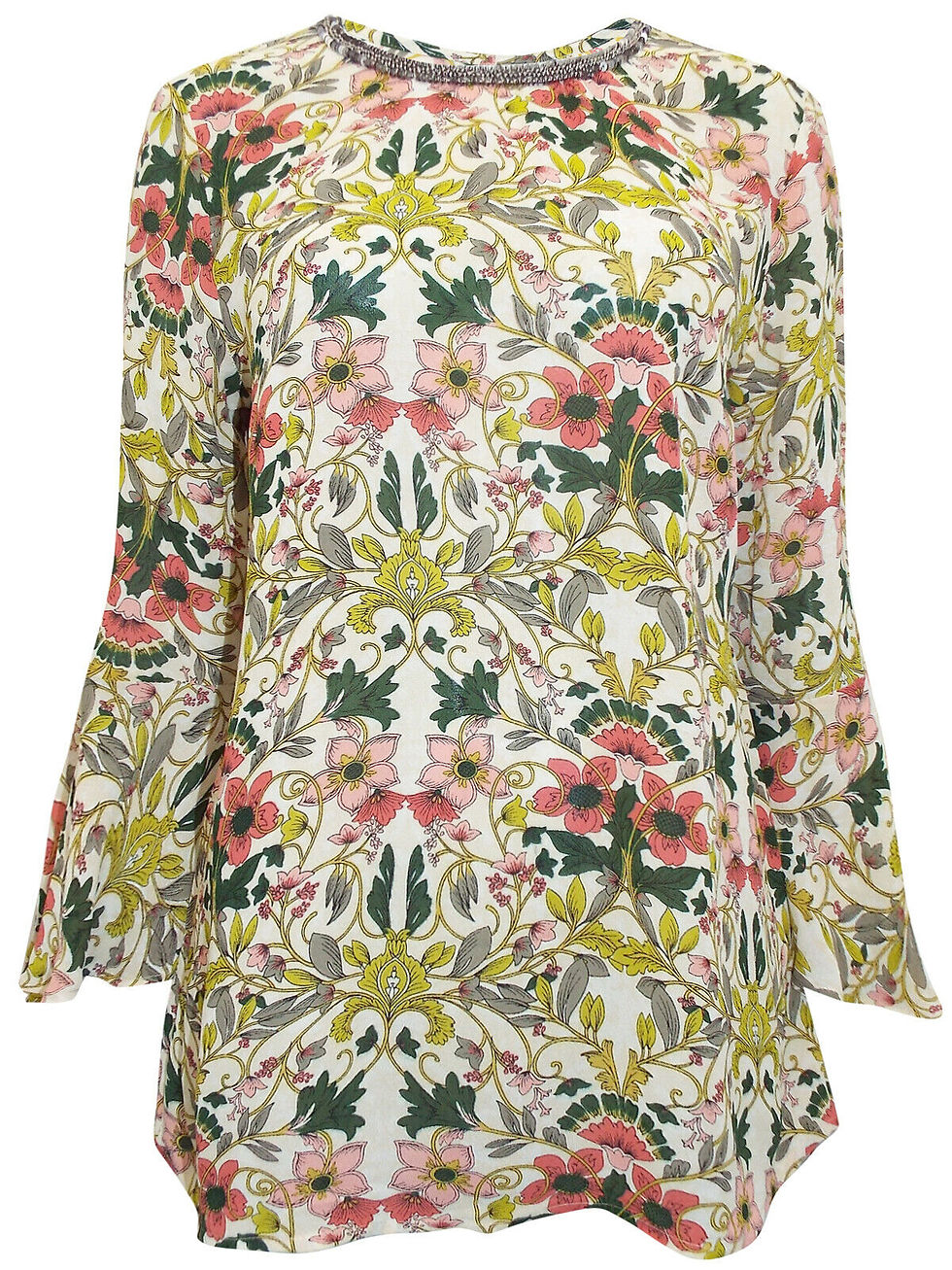 Women's EX Next Cream Floral Split Back Embellished Chiffon Top UK Size 6 to 24