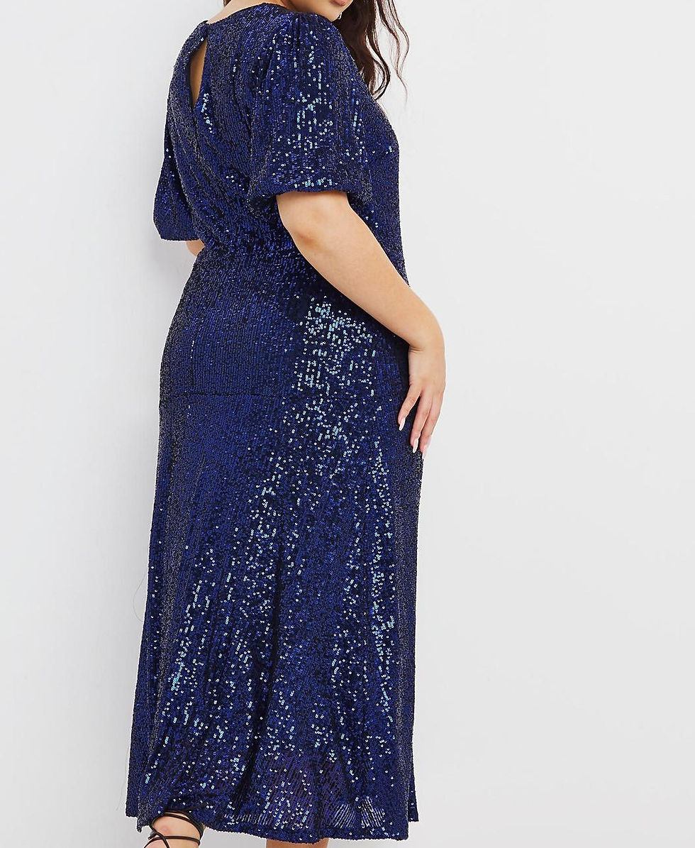 Thumbnail: Women's J Hope Navy Sequin Midi Dress UK Size 10 to16