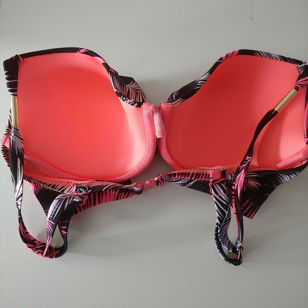 Thumbnail: Ladies M&S Leaf Pattern Pink Mix Underwired Cuff Bandeau Bikini Top SIZE 34DD