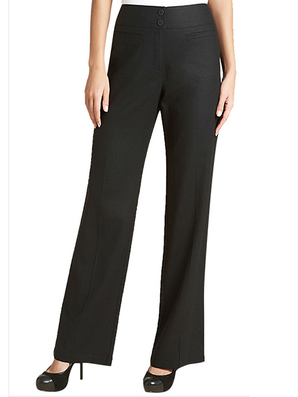 Thumbnail: Women Ex M&S Black Bootleg with Stretch Formal Trouser Size 14 Long