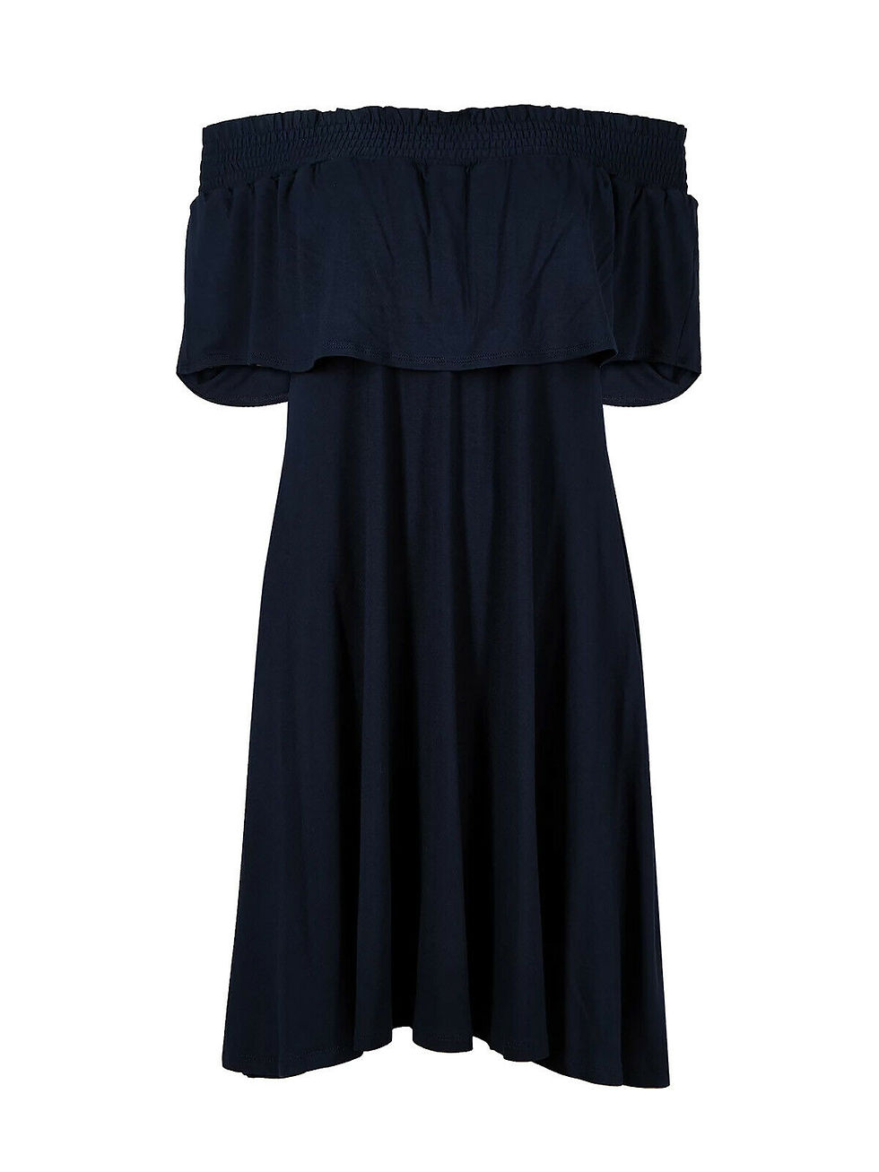 Ladies EX M&S NAVY Smocked Half Sleeve Bardot Dress -SIZE 10 S