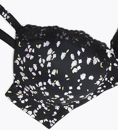 Thumbnail: Ladies EX M&S Light Grape/ Floral Style Non-Wired Padded Full Cup Bra 30 to 40 
