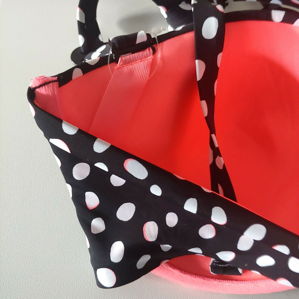 Thumbnail: Ladies M&S Polka Dot Orange Mix Underwired Cuff Bandeau Bikini Top SIZE 34DD
