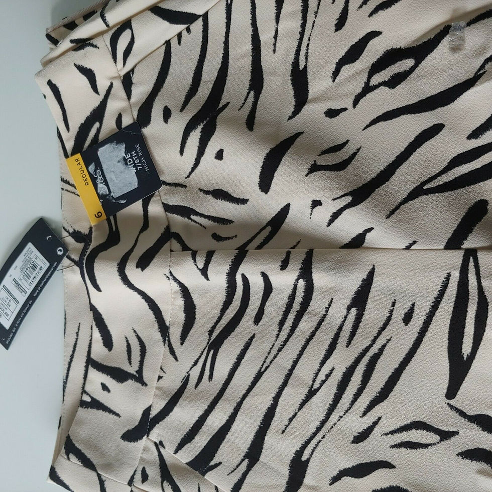 Thumbnail: Women Ex M&S Black Mix Pattern 7/8th High Rise Wide leg Trouser Size 6 Regular
