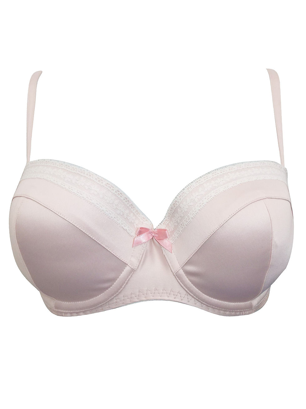 Thumbnail: Ladies EX M&S LIGHT-PINK Padded Silk & Lace Underwired Bra Size 32 to 36 A TO C