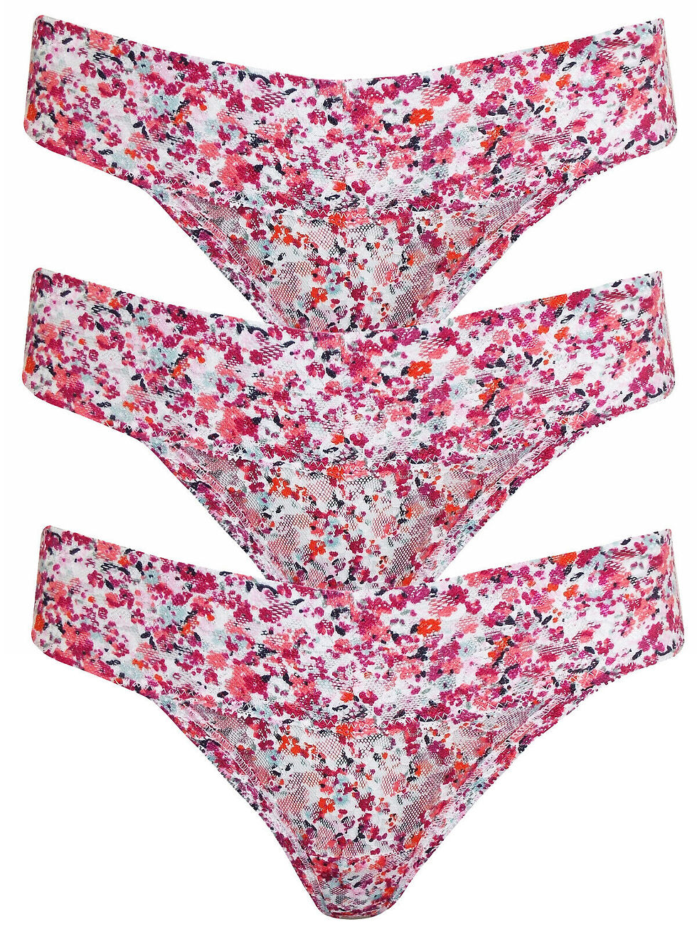 Ladies EX H&M 3 Pack Floral Print All Over Lace Low Rise Thongs - Size 8 to 14