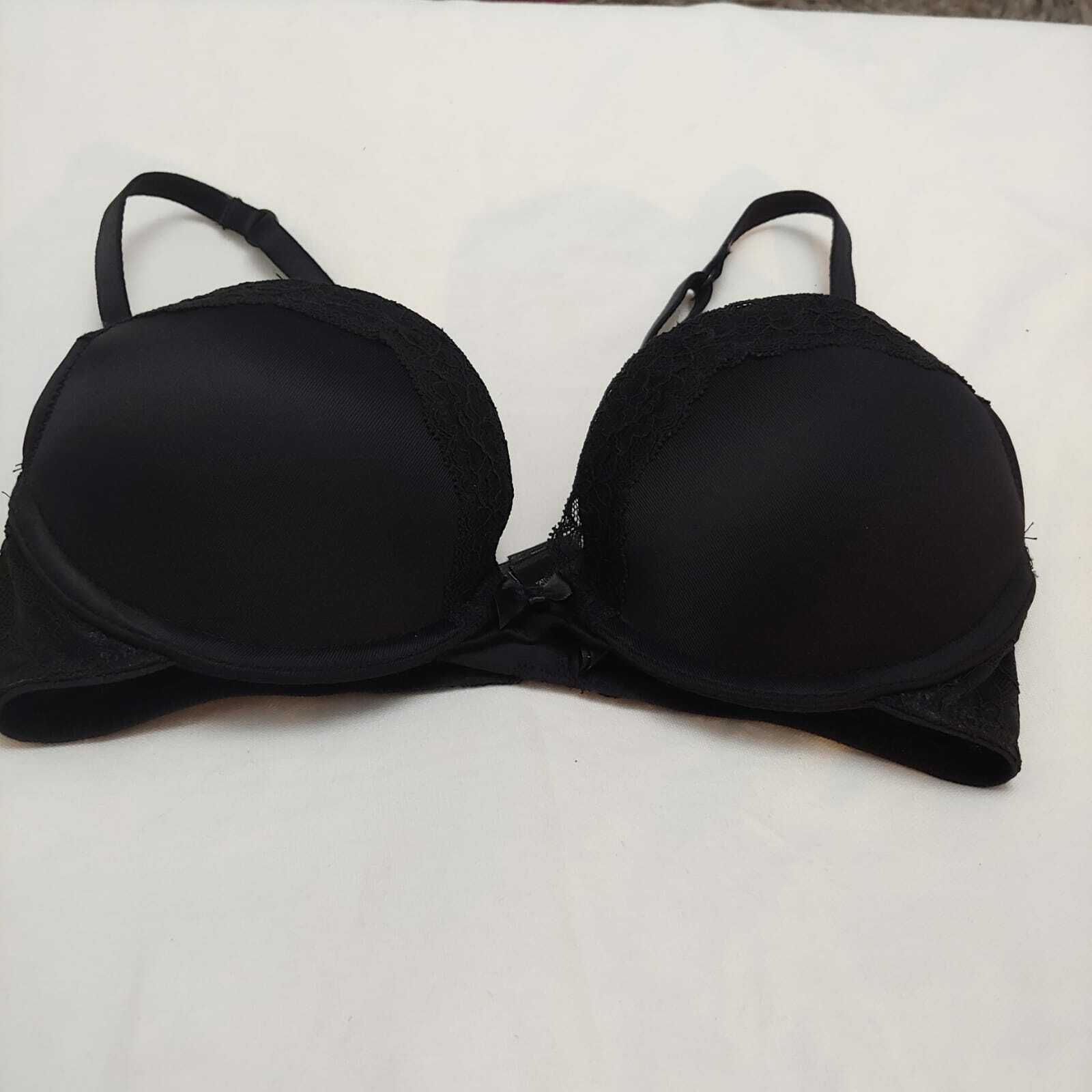 WOMEN Ladies Ex M&S Black Rich Padded Underwired Balcony T-Shirt Bra- Size 30D