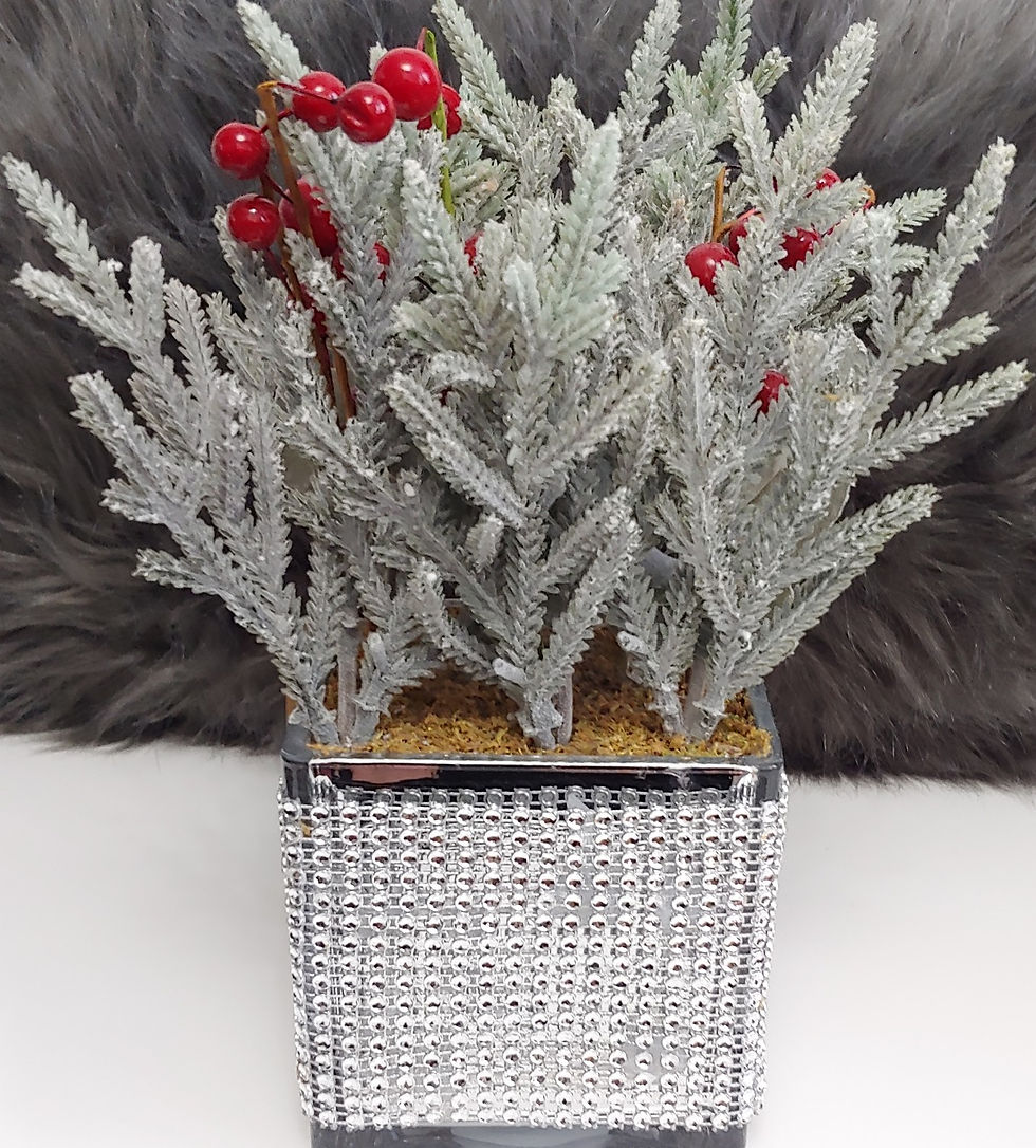 Thumbnail: Chirstmas Centerpiece Festive Flower/SILVER Diamond Diamante Bling Sparkling Pot