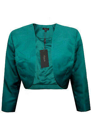 Ladies/Women's EX Alexon GREEN Cropped Jacquard Bolero Jacket