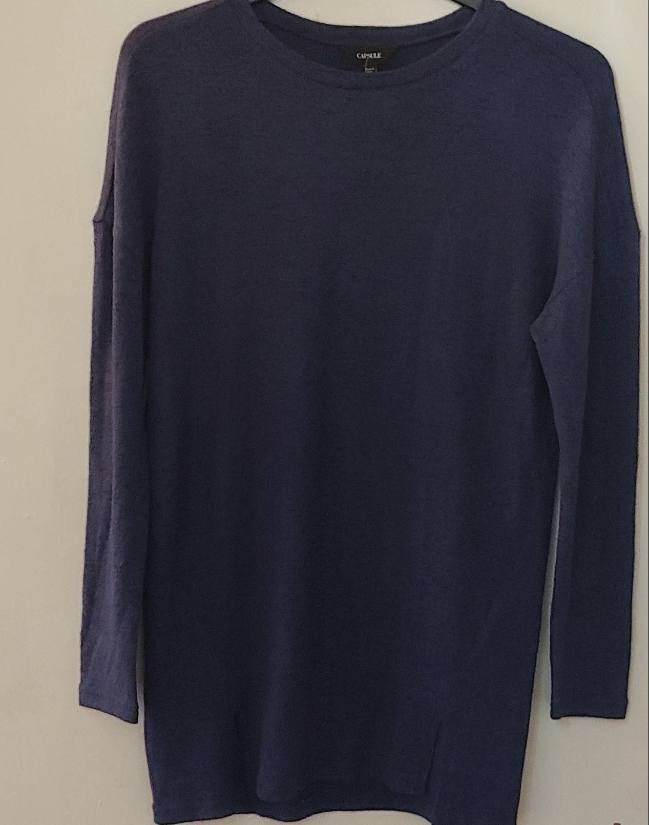 Ladies Capsules Blue Knit look Split Hem Jersey Tunic Top UK Plus Size 10