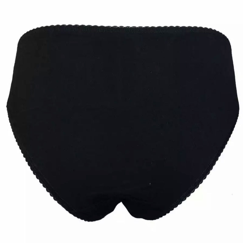 Thumbnail: Ladies/Women's 1 Pair M&$ Black Cotton Rich Mid Rise Leg Knickers Size 18