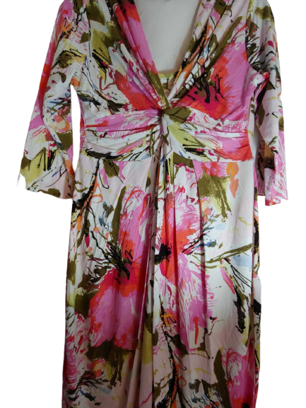 Women N£XT Pink Floral printed twist midi Dress Size 14