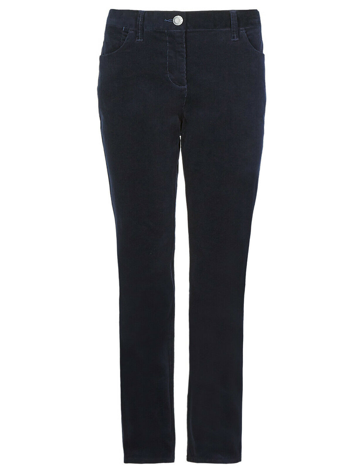 Women Ex M&S Navy two way Stretch Straight Leg Trouser Size 8 Medium