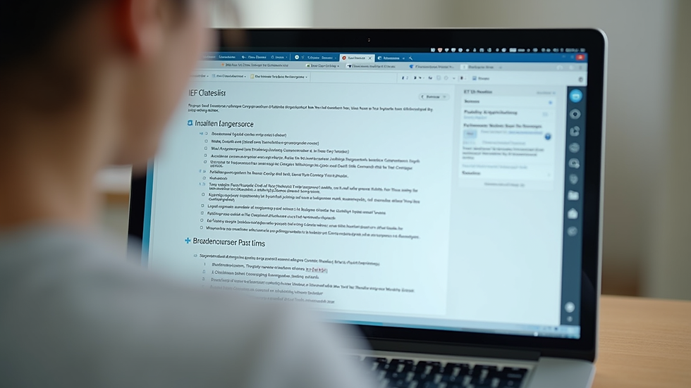 Close-up view of a laptop screen showing an IEP checklist and notes