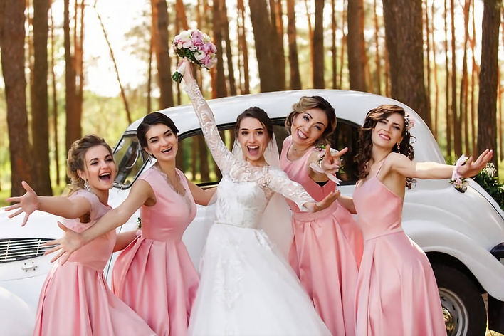 Happy bridal party photo