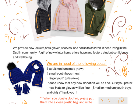 The last update of winter clothing donation flyer