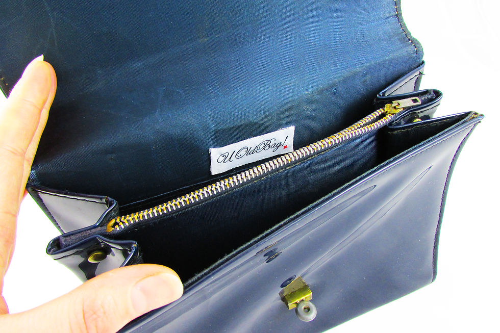 Thumbnail: 'Spotted Plaice' Navy Up-cycled Vintage Handbag