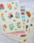 set of 4 vintage illustration sticker sheet
