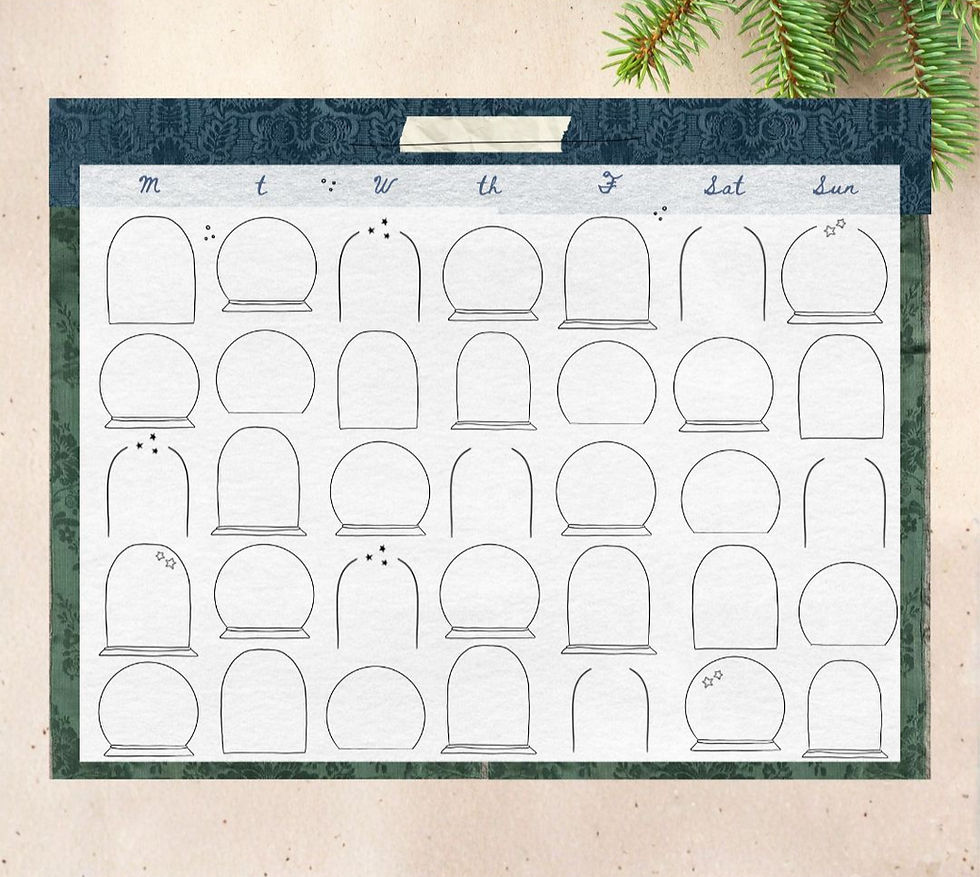 printable snowglobe calendar