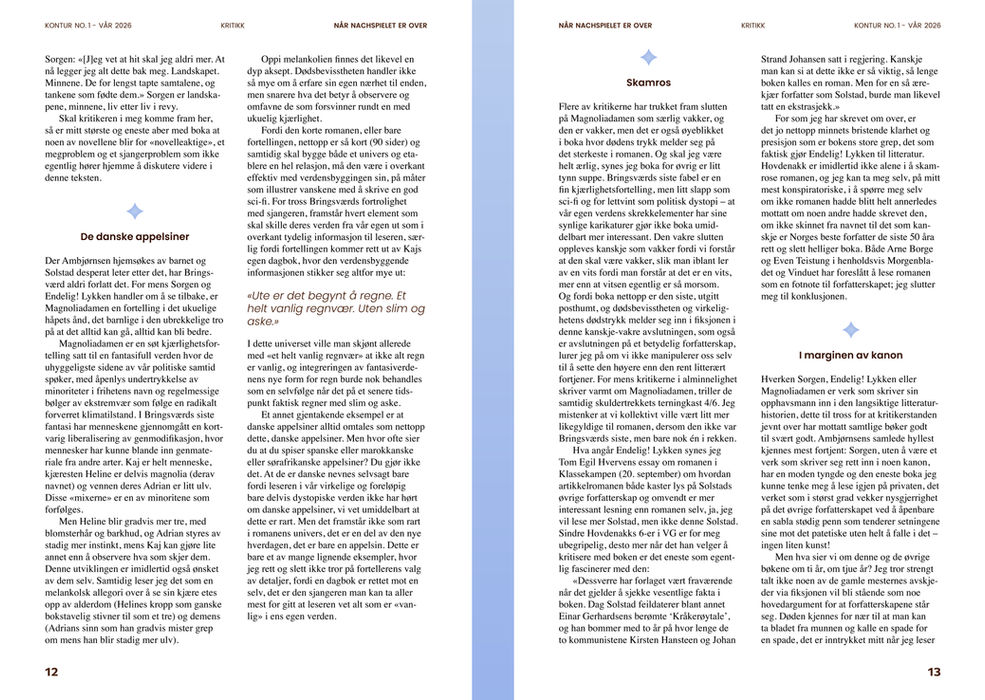 To åpne sider fra et litteraturtidsskrift
