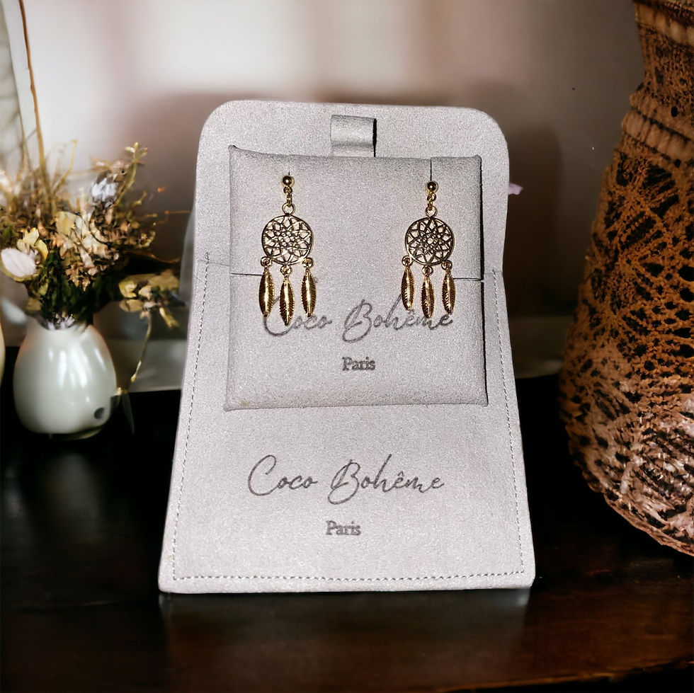 Miniature : Boucles d’oreilles «Joy» Attrape Rêve Plaqué Or