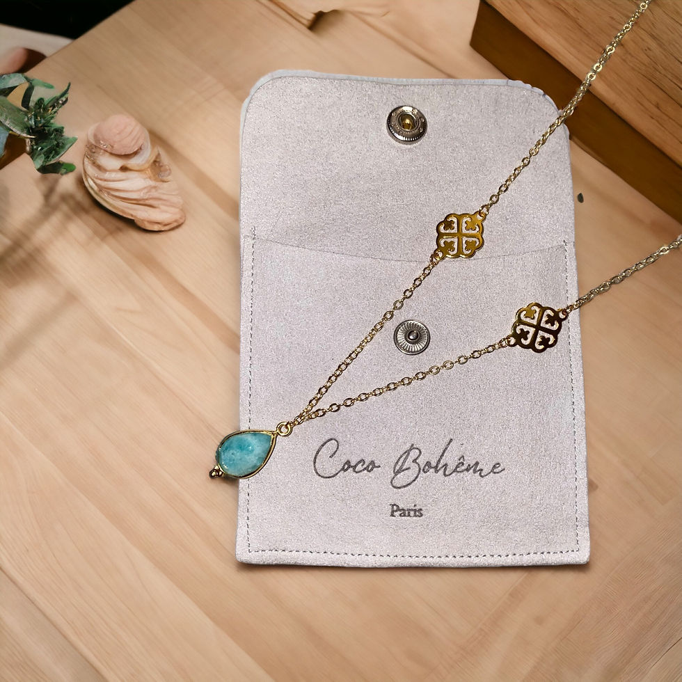 Thumbnail: Pendentif « Astrid » Goute en Pierre & Plaqué Or.