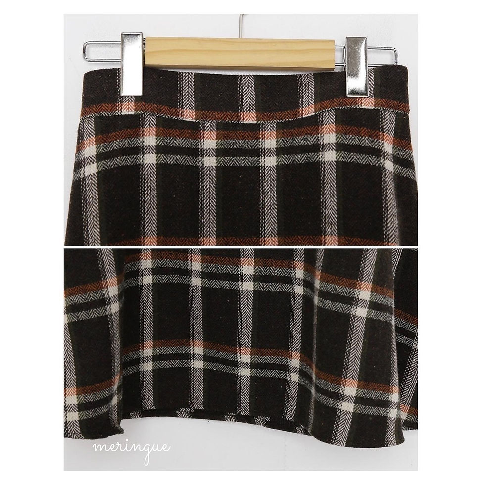 縮圖：[現貨NAVY] FLARED CHECK LONG SKIRT (3色)