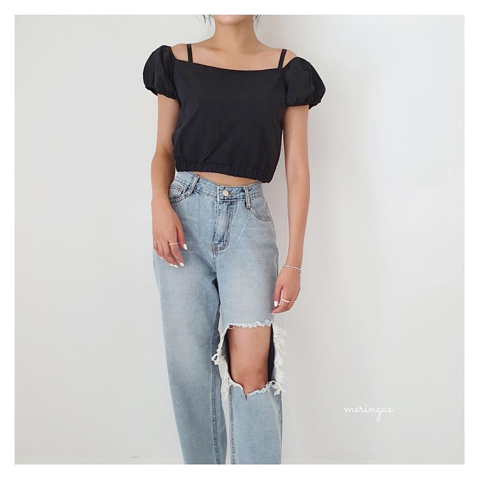 縮圖：[現貨WHITE] PUFF SLEEVE CROPPED BLOUSE （3色)