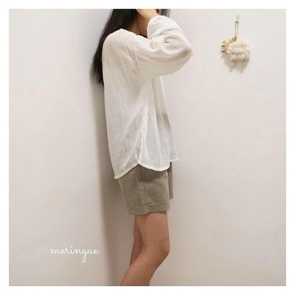縮圖：[現貨WHITE / BROWN] BUTTONED SEE-THROUGH BLOUSE (4色)