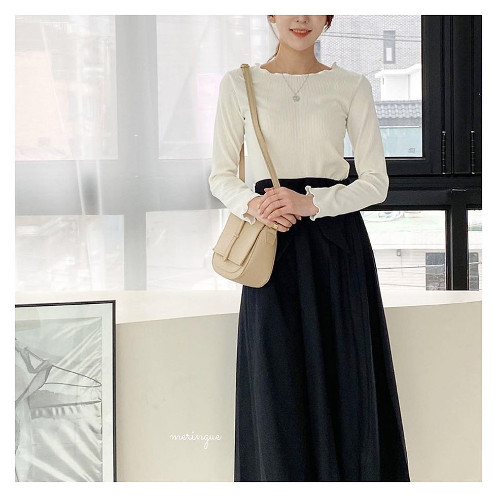 縮圖：[現貨BLACK] LETTUCE TRIM ROUND NECK T-SHIRT (4色)