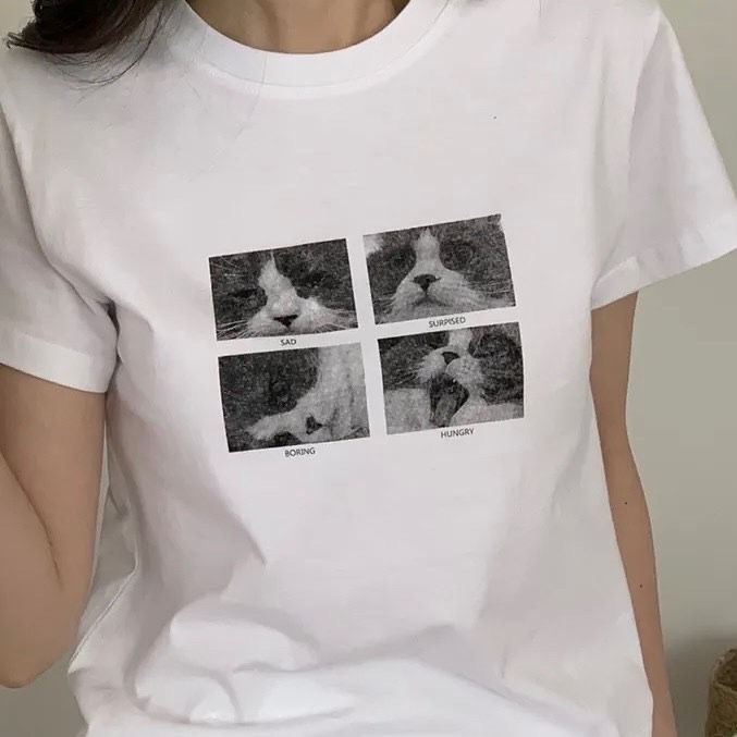 縮圖：四格貓貓CROP TEE (2色)