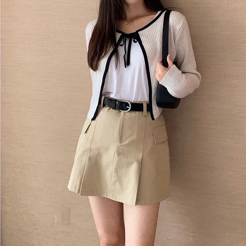 縮圖：RIBBON KNIT CARDIGAN (2色)
