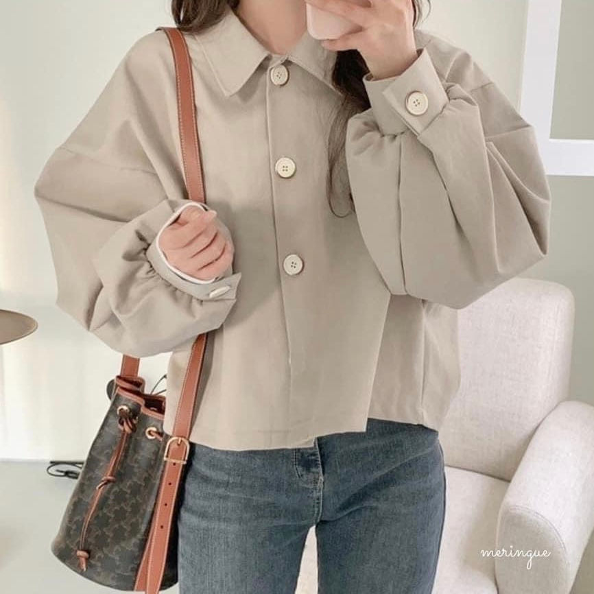 縮圖：[現貨] PUFF SLEEVE SHORT JACKET (BEIGE)