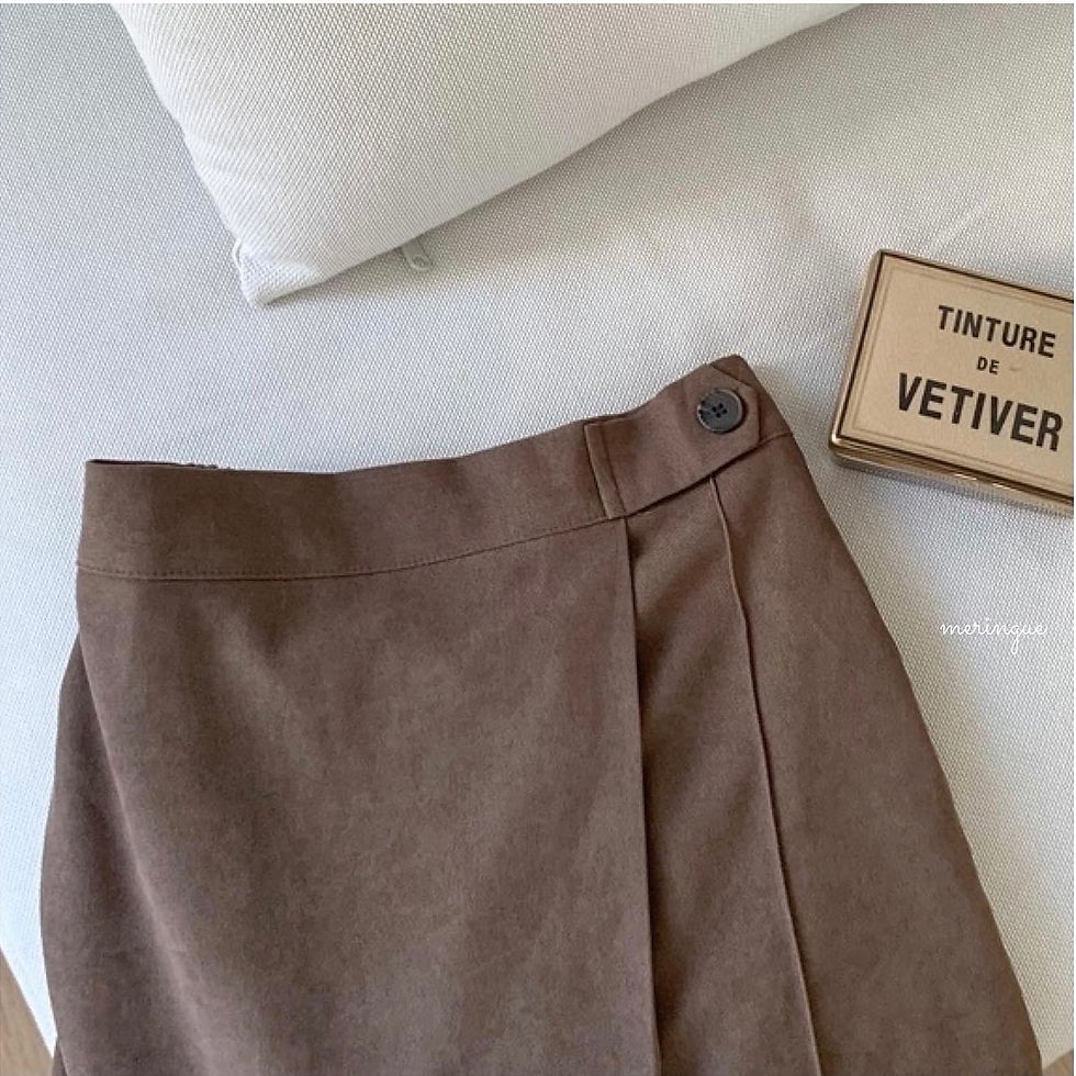 縮圖：[現貨IVORY / BLACK] BUTTONED SINGLE PLEAT SKIRT (4色)