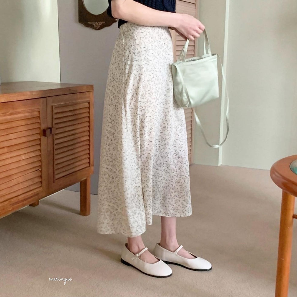 縮圖：FLOWER FLARE LONG SKIRT (2色)