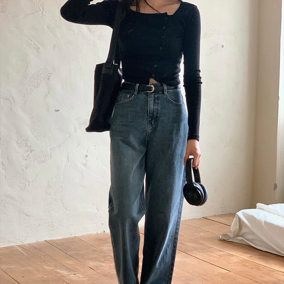 縮圖：[現貨WHITE / LIGHT GREY] SQUARE NECK BUTTON CROP TEE (4色)