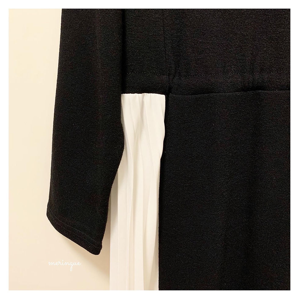 縮圖：拼色百褶OPS (BLACK)